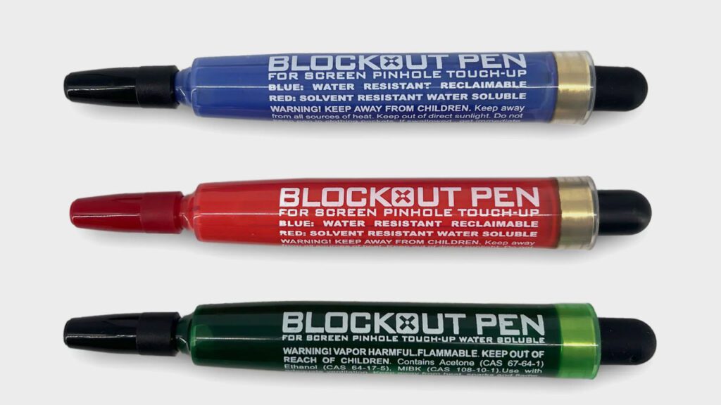 emulsion, screen printing, blackout pen, pens, black out