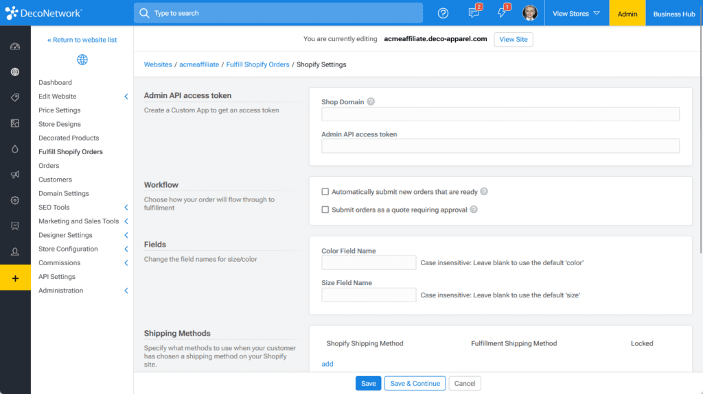 shopify integration, deconetwork