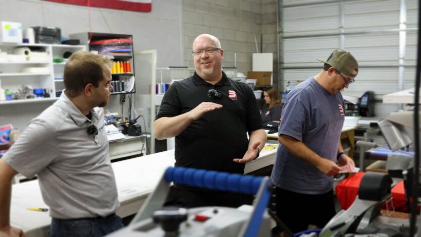big 3 creative, print shop tour, mesa arizona print shop, screen printing, dtf printing, embroidery, uv printing, laser engraving, custom apparel, print shop workflow, garment decoration, deconetwork
